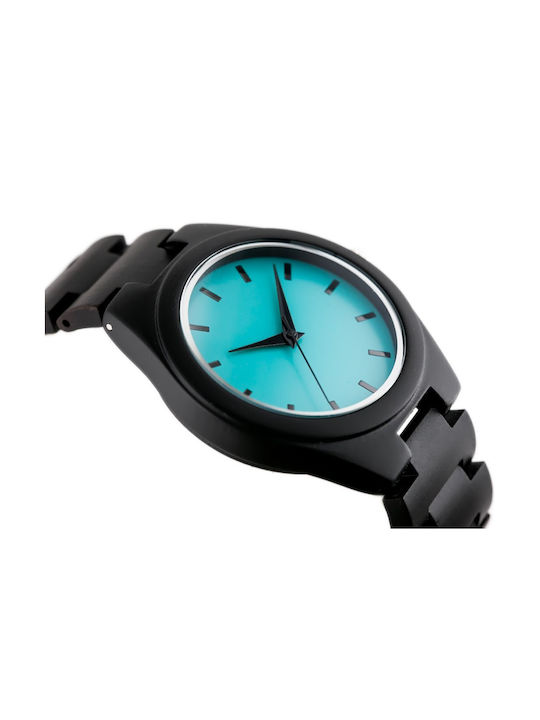 Men's Watch 36mm Battery with Black Wooden Bracelet