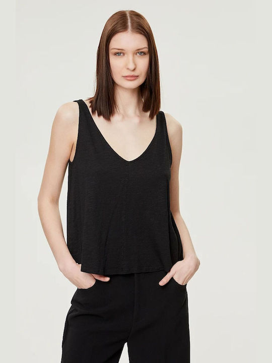 BSB Women's Blouse Sleeveless with V Neck Black