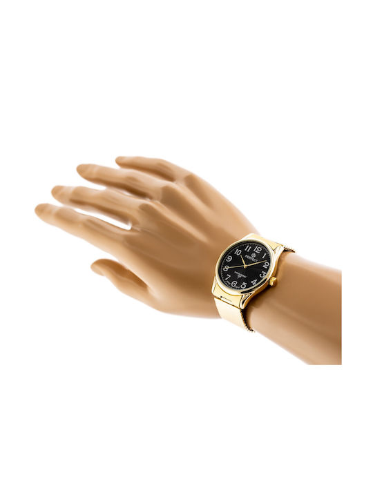 Perfect Ανδρικό Ρολόι 34mm Μπαταρίας με Χρυσό Μεταλλικό Μπρασελέ