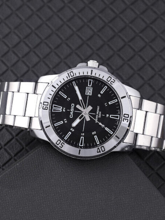 Casio Ανδρικό Ρολόι 45mm Μπαταρίας με Ασημί Ατσάλινο Μπρασελέ