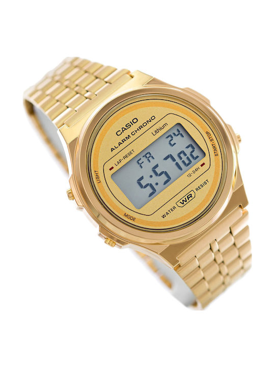 Casio Vintage Iconic Ψηφιακό Γυναικείο Ρολόι 37mm Μπαταρίας με Χρυσό Μεταλλικό Μπρασελέ