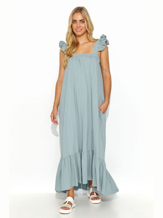 Makadamia Summer Maxi Dress with Ruffle Brown