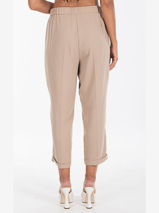 Siderati Femei Tesatura Capri Pantaloni cu Elastic Beige