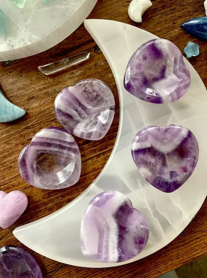 Ημιπολύτιμος Λίθος Αμέθυστου Heart Worry Stone Σχήμα Καρδιάς