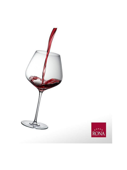 Rona Glass Set for White and Red Wine made of Glass in Red Color 950ml 2pcs