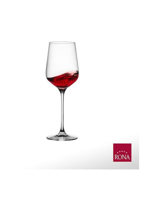 Rona Set of Glasses for White and Red Wine made of Glass in Red Color 450ml 4pcs