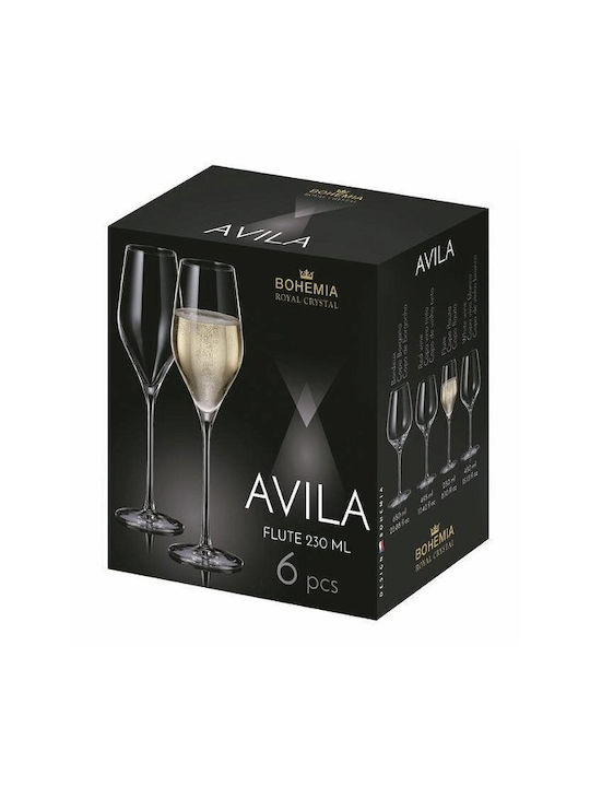 Bohemia Set of Glasses Champagne made of Crystal Stemmed 230ml 6pcs