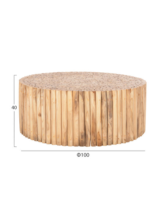 Rundes Zentral Kaffeetisch Cooter aus Massivholz Teak-Natur M100xL100xH40cm