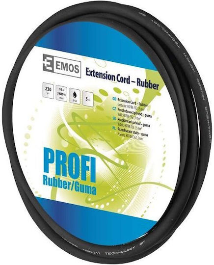 Emos Waterproof Extension Cable Cord 3 x 1.5mm²/5m Black