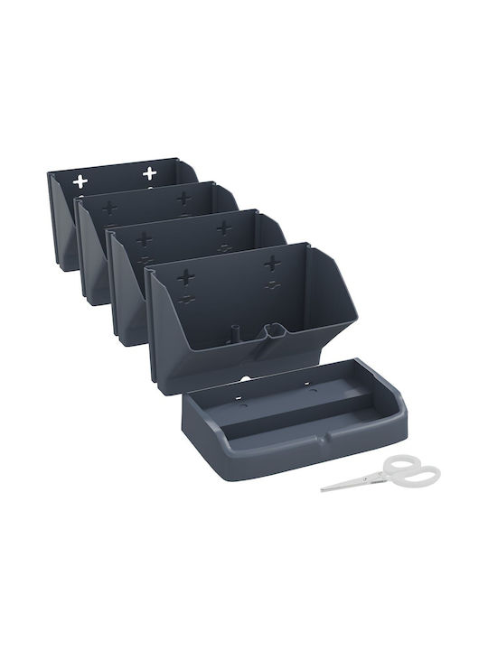 vidaXL Set 4 Pots Plastic Charcoal
