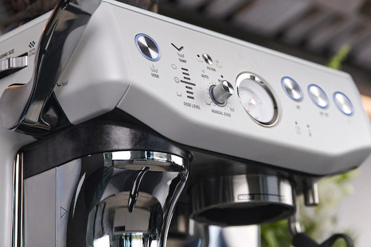 Sage Express Αυτόματη Μηχανή Espresso 1850W Πίεσης 15bar με Μύλο Άλεσης Ασημί