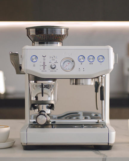 Sage Express Αυτόματη Μηχανή Espresso 1850W Πίεσης 15bar με Μύλο Άλεσης Ασημί