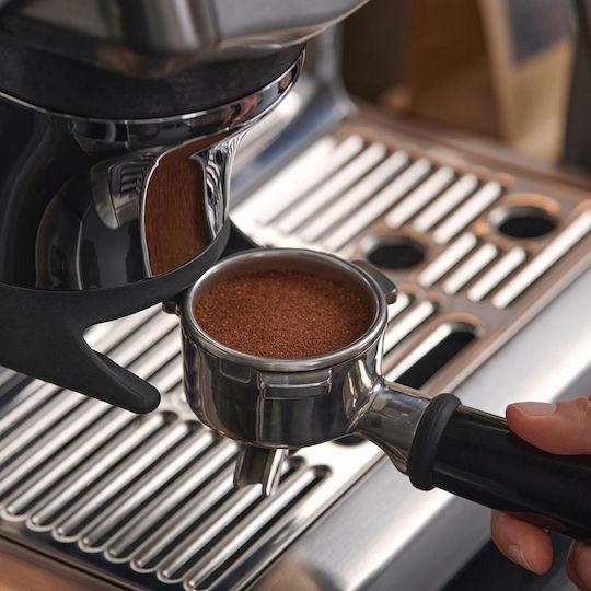 Sage Express Αυτόματη Μηχανή Espresso 1850W Πίεσης 15bar με Μύλο Άλεσης Ασημί