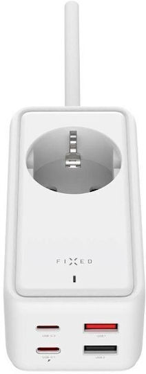 Fixed База За Зареждане GaN С 2 USB-A Изходни Порта И 2 USB-C Изходни Порта И Кабел USB-C 65W Power Delivery Quick Charge 3.0 В Бял Цвят (FIXCS65-3-WH)