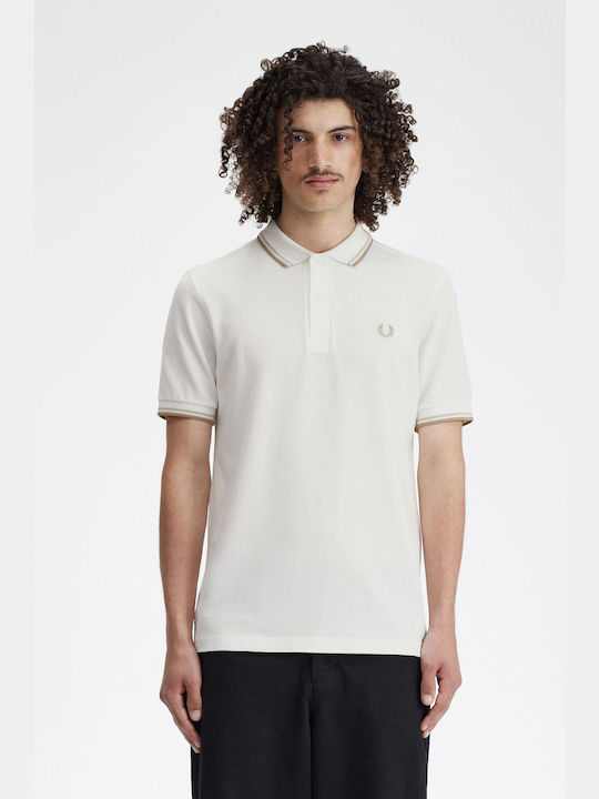 Fred Perry Twin Tipped Bluza pentru bărbați cu mâneci scurte Polo White