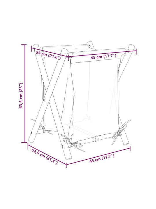 vidaXL 368035 Καλάθι Απλύτων Bamboo Πτυσσόμενο 45x55x63.5cm Μπεζ