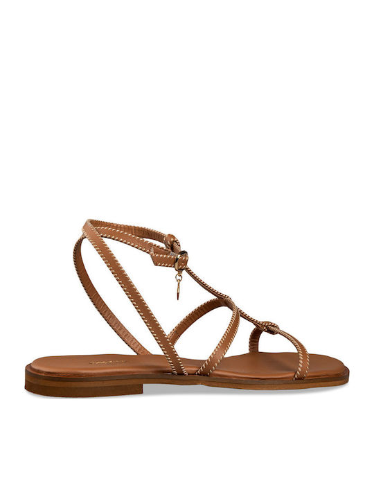 Women's Flat Sandals with Strap in Brown Color