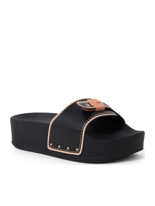 Pescura Women's Sandals Flatforms Black Regular Fit