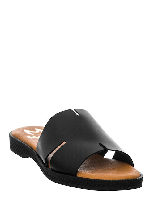 Marila Footwear Leather Women's Flat Sandals in Black Color