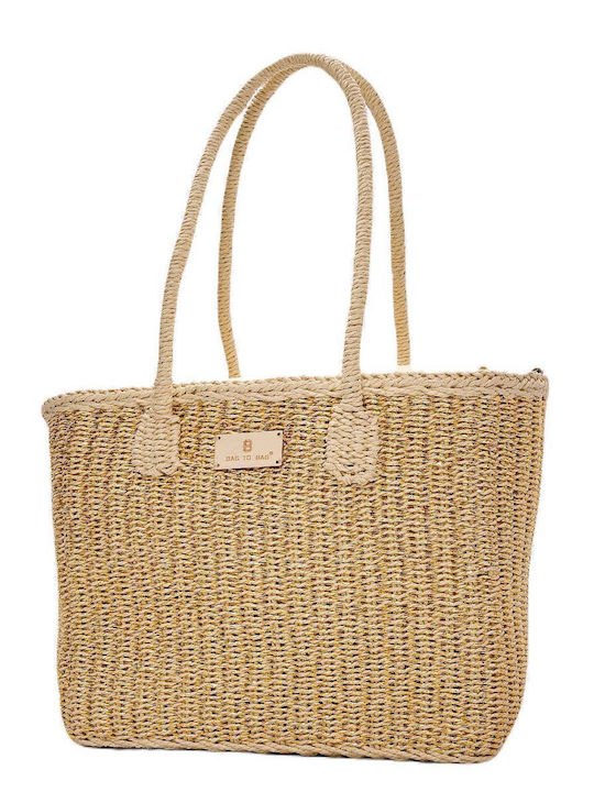 Bag to Bag Ψάθινη Damen Tasche Schulter Beige