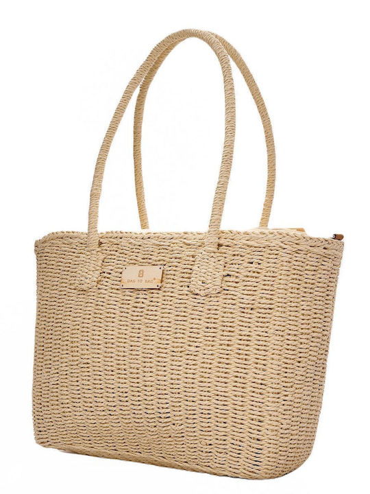 Bag to Bag Ψάθινη Damen Tasche Schulter Beige