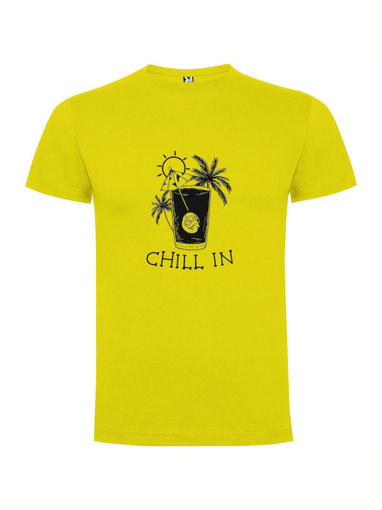 iLovePrints Chill Libation Sketch T-shirt Yellow