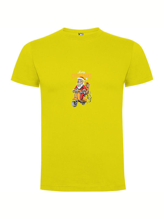 iLovePrints Scooter Santa Joyride T-shirt Yellow