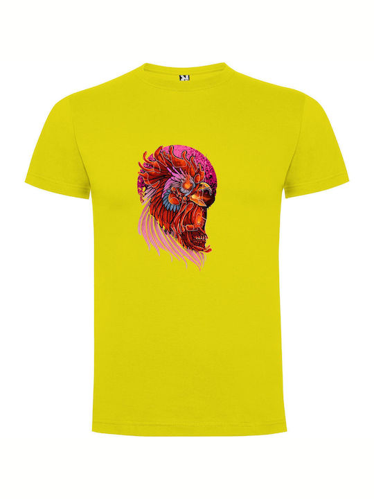 iLovePrints Flaming Skull Fantasy T-shirt Yellow