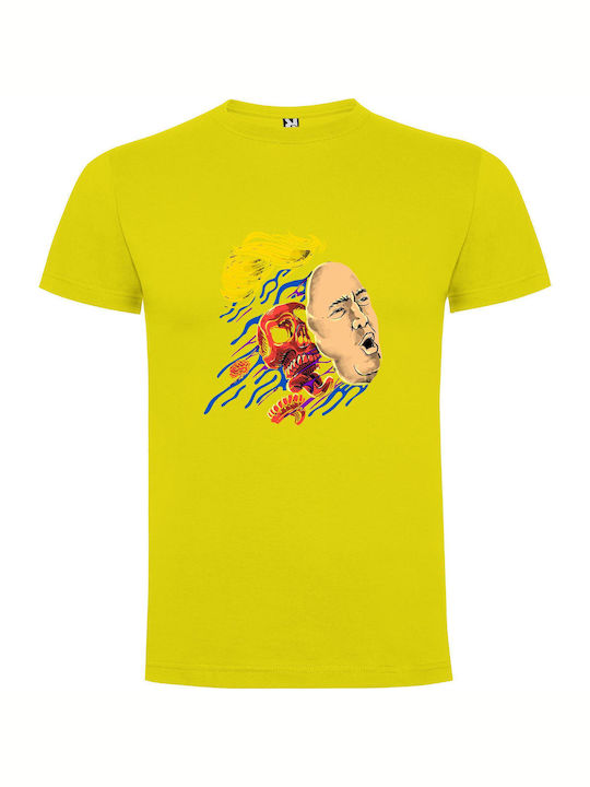 iLovePrints Trump Skull Portrait T-shirt Yellow