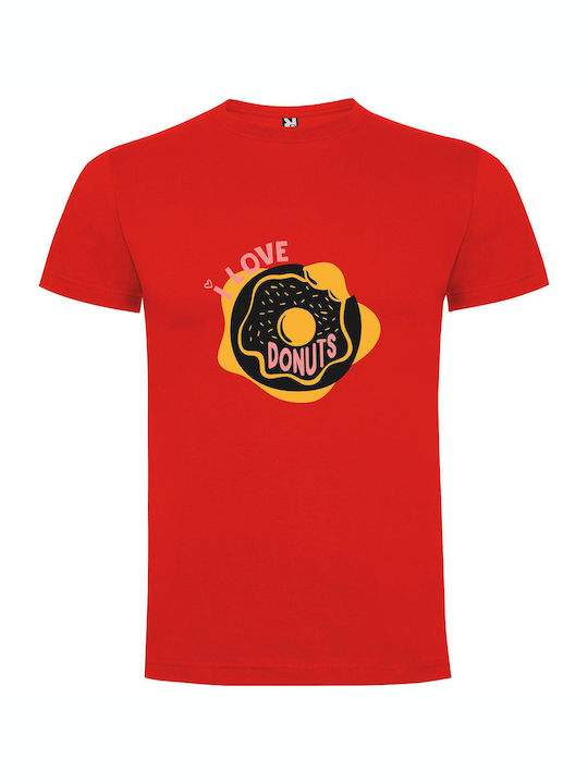 iLovePrints Donut Delight Design T-shirt Red