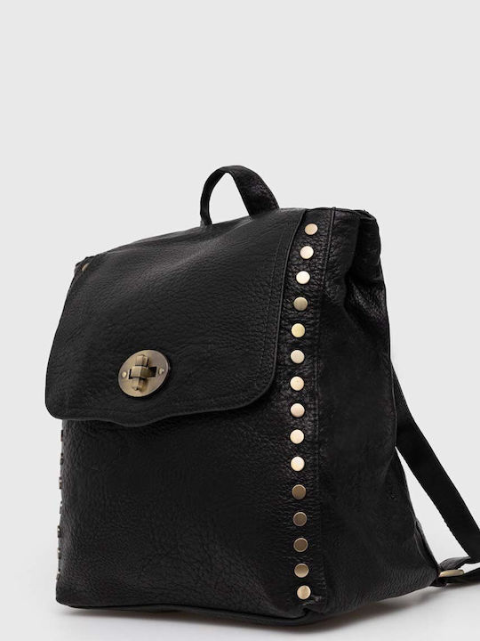 Leder Damen Tasche Rucksack Schwarz