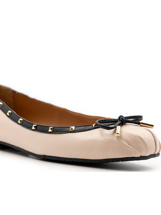 Leder Damen Ballerinas Beige