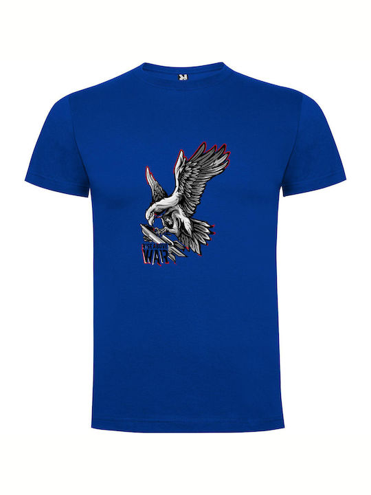 iLovePrints Eagle Warrior Emblem T-shirt Blue