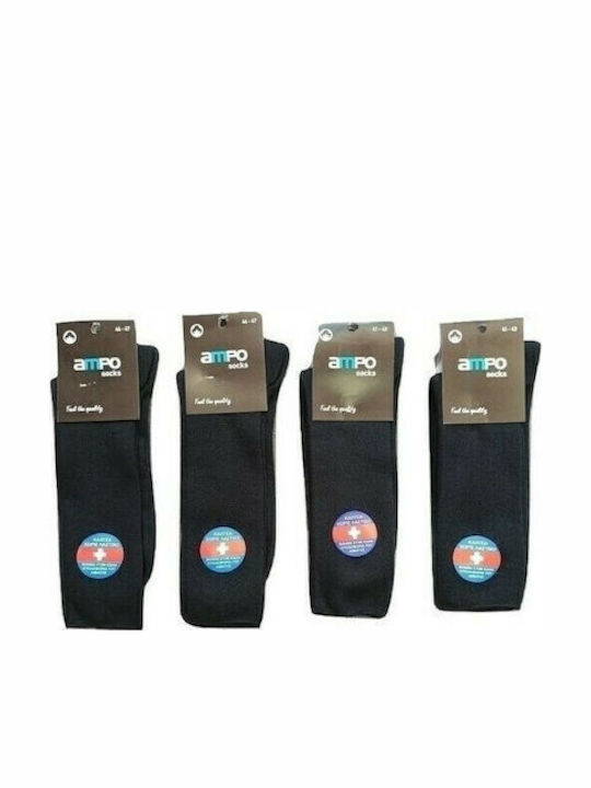 Ampo Socks Herren Einfarbige Socken Schwarz 4Pack
