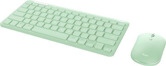 Trust Lyra Kabellos Bluetooth Tastatur & Maus Set Englisch US Grün