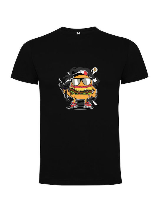 iLovePrints Burger Warfare T-shirt Μαύρο