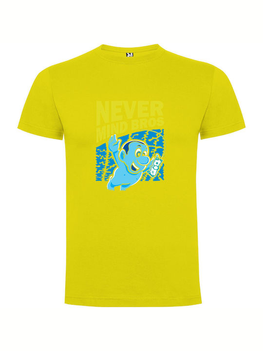 iLovePrints Blue Mind Blower Bros T-shirt Κίτρινο