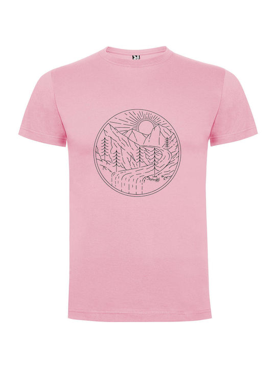 iLovePrints Mountain Monochrome Marvel T-shirt Rosa