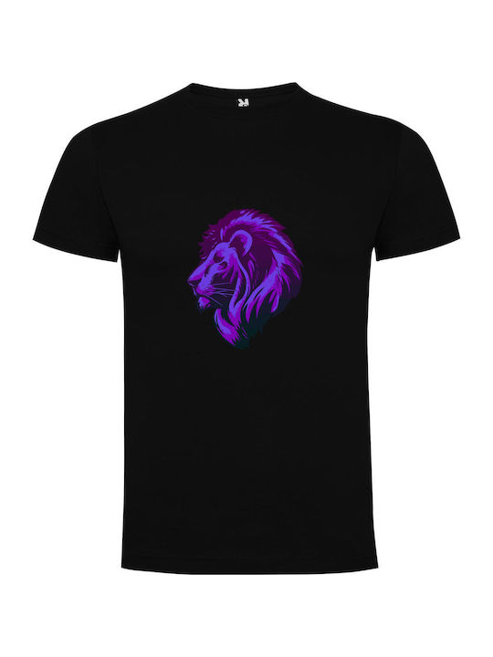 iLovePrints Prideful Purple Lion T-shirt Schwarz