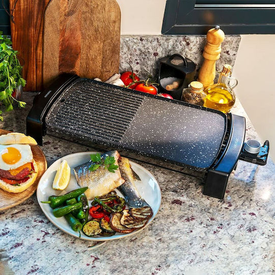 Cecotec Tasty&Grill 2500 RockWater MixGrill Επιτραπέζια Ηλεκτρική Ψησταριά Λείας και Αυλακωτής Πλάκας 2150W με Ρυθμιζόμενο Θερμοστάτη 45x25εκ.