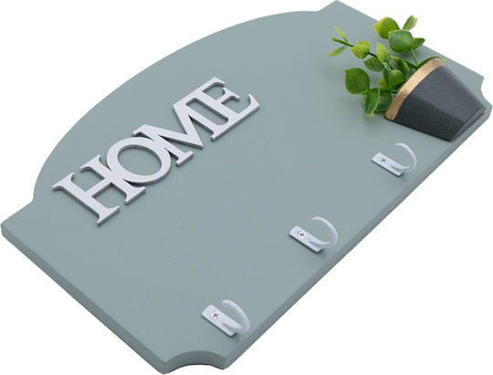 Uncle George Ξύλινη Διακοσμητική Κρεμάστρα Κλειδών Home 3 Διαφορετικά Χρώματα Τεχνητό Φυτό Γλαστράκι 25x1x15cm Μεντα