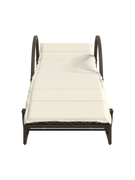 Liegestuhl Rattan mit Kissen Braun 60x199x42cm.