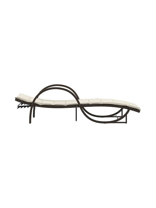 Liegestuhl Rattan mit Kissen Braun 60x199x42cm.