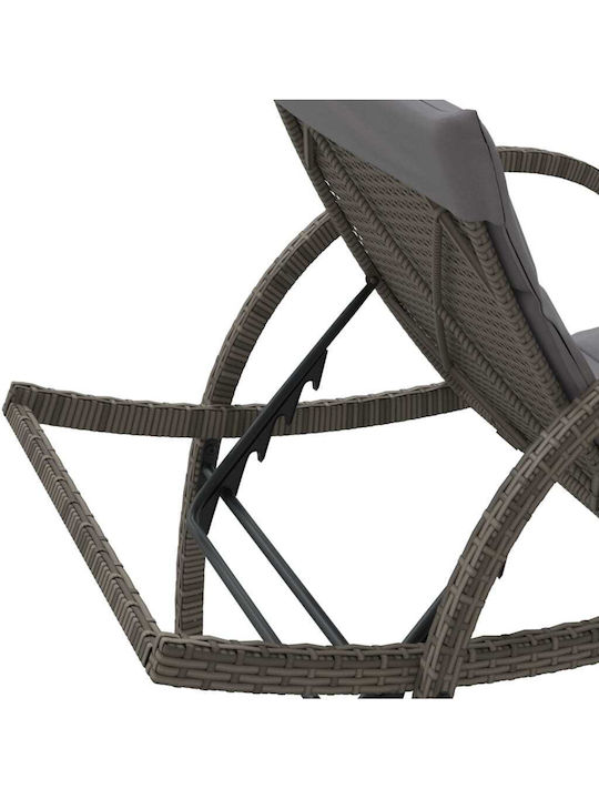 Ξαπλώστρα Rattan με Μαξιλάρι Γκρι 60x199x42εκ.
