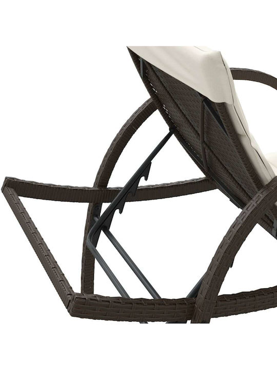 Liegestuhl Rattan mit Kissen Braun 60x199x42cm.