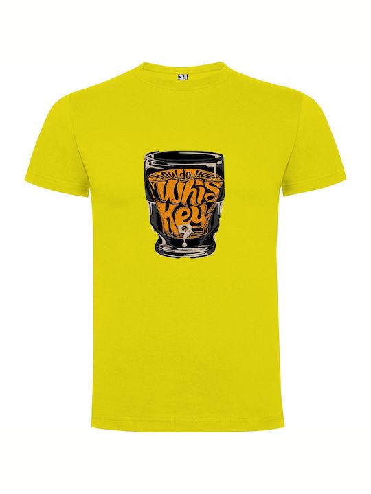 iLovePrints Whiskey Enigma Glass T-shirt Yellow