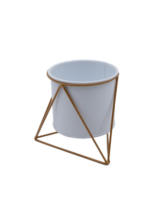 Uncle George Planter Metal White with Stand 12.5x12.5x11cm.