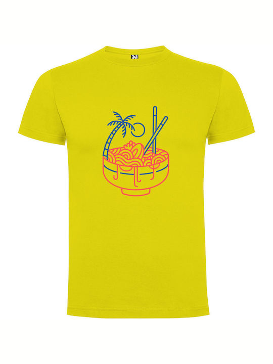 iLovePrints Noodle Oasis Illustration T-shirt Yellow