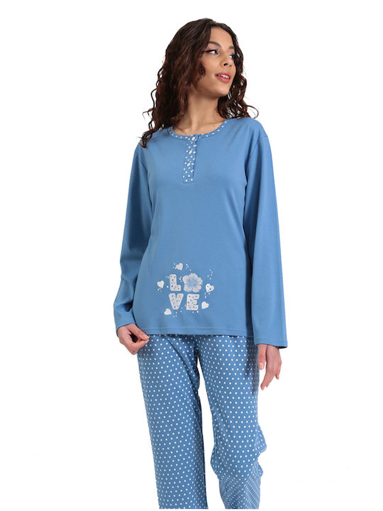 Lydia Creations De iarnă Set Pijamale pentru Femei Albastru deschis