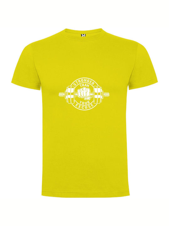 iLovePrints Muscle & Might Wallpaper T-shirt Yellow